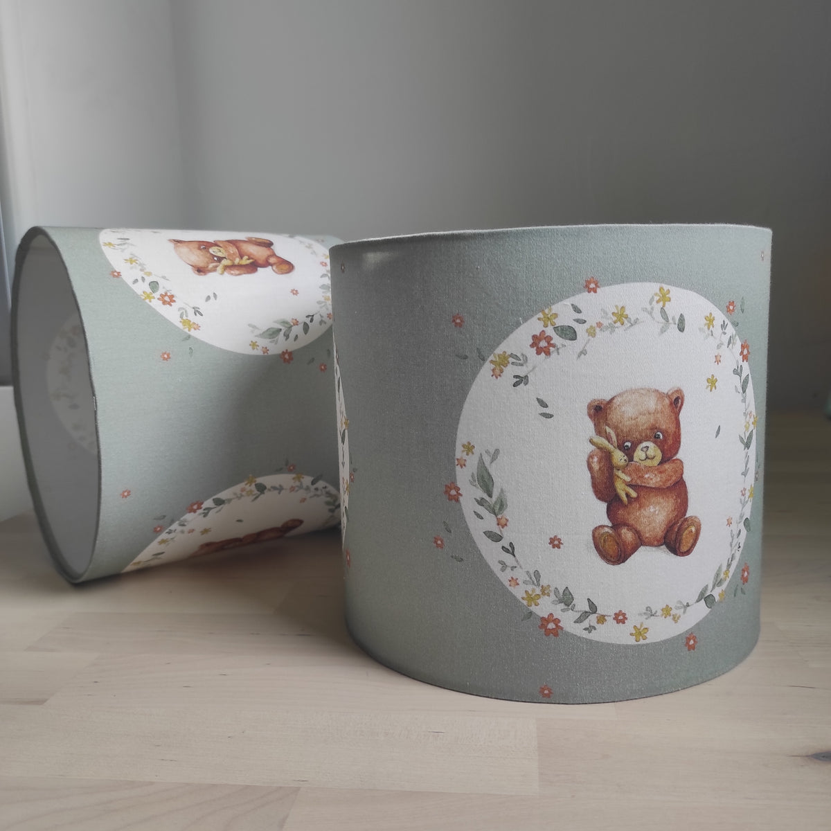 2 abats-jours ourson vert- 20 cm de diamètre