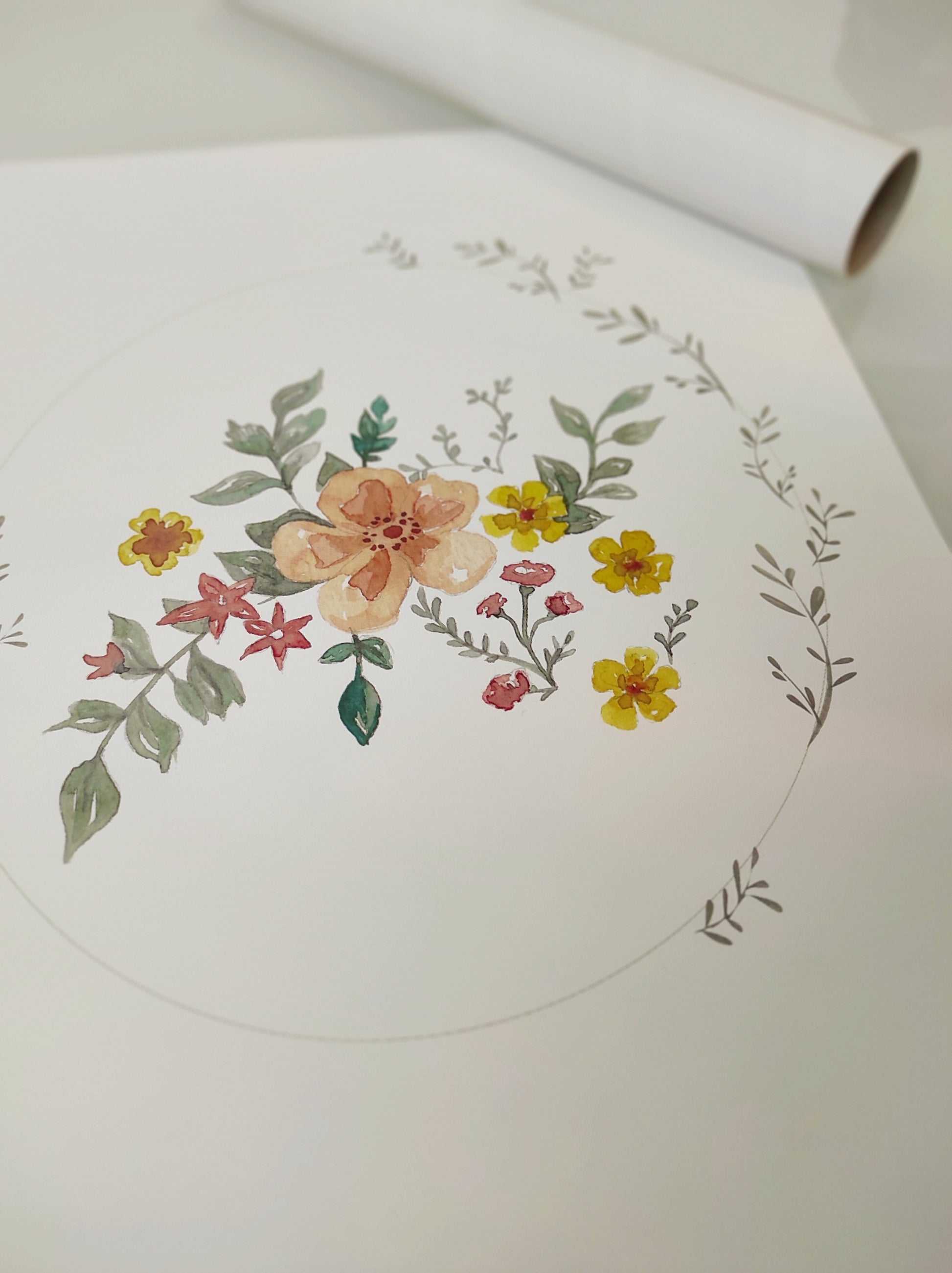 Affiche fleurs aquarelle