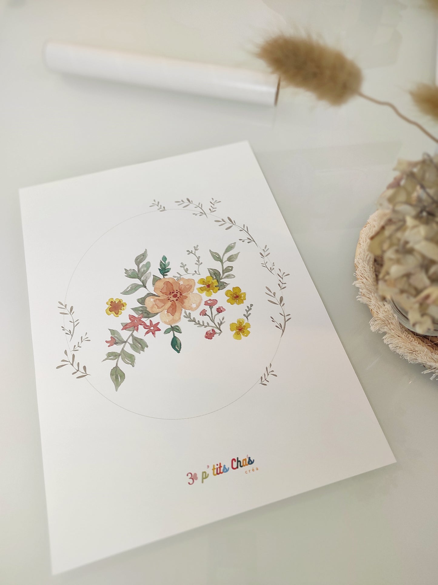 Affiche fleurs aquarelle