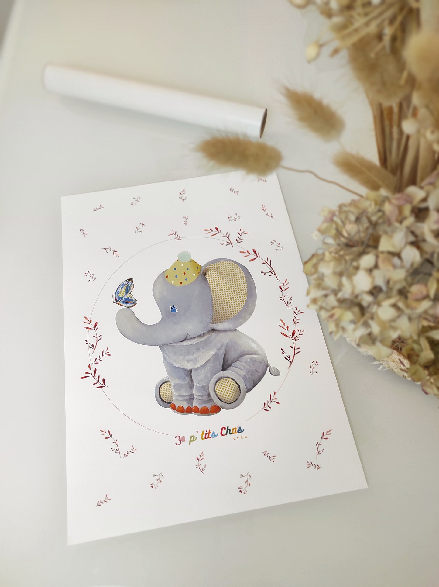Affiche élephant- A3- illustration imprimée