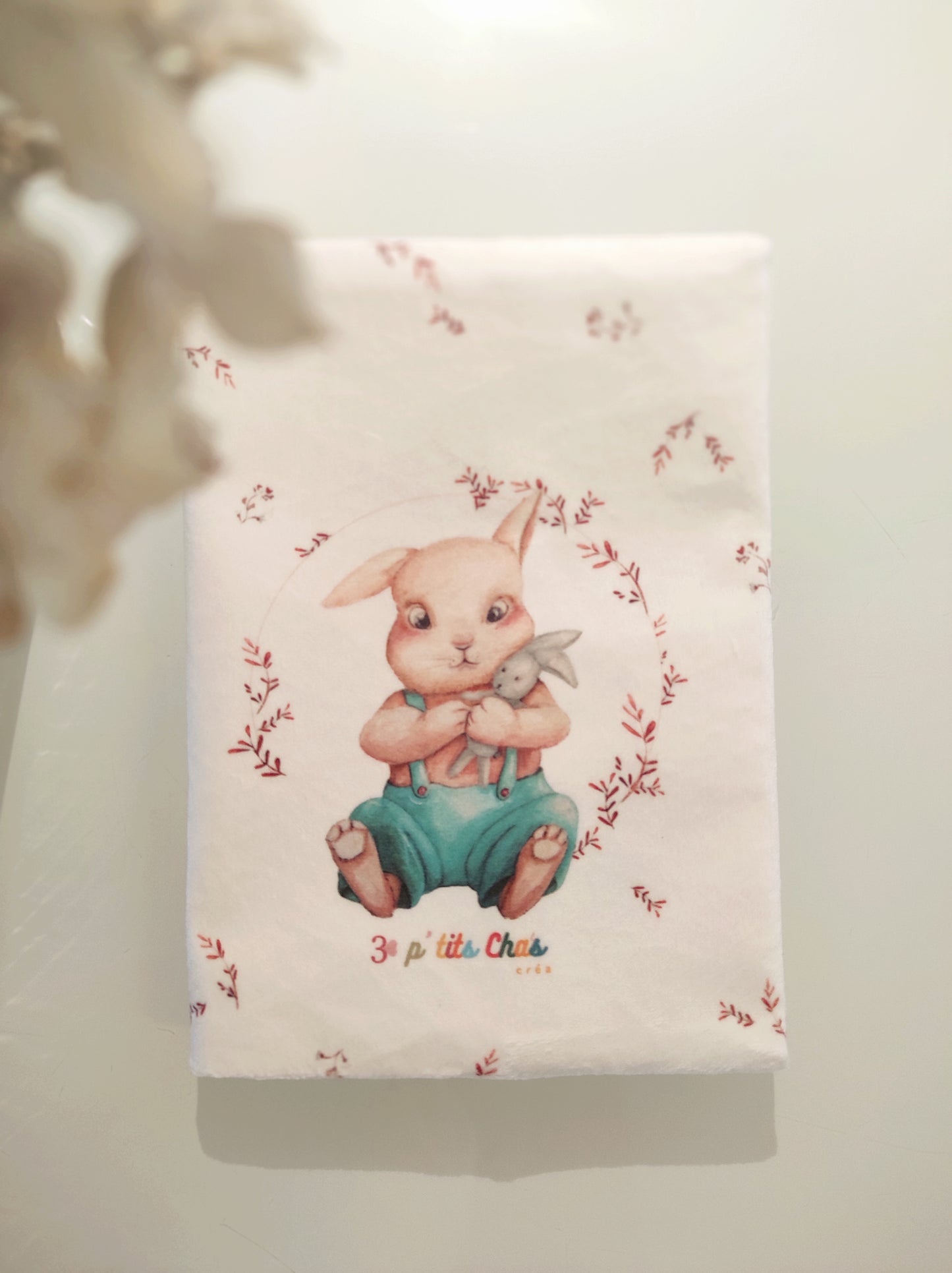 protège carnet lapin- velours