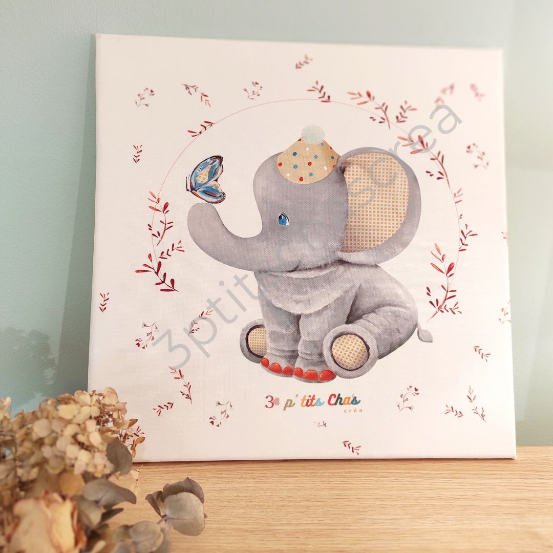 tableau 40 x40 - éléphant- illustration