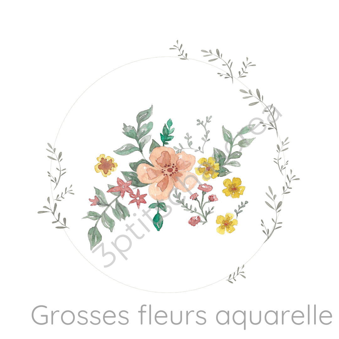 Motifs grosses fleurs aquarelle