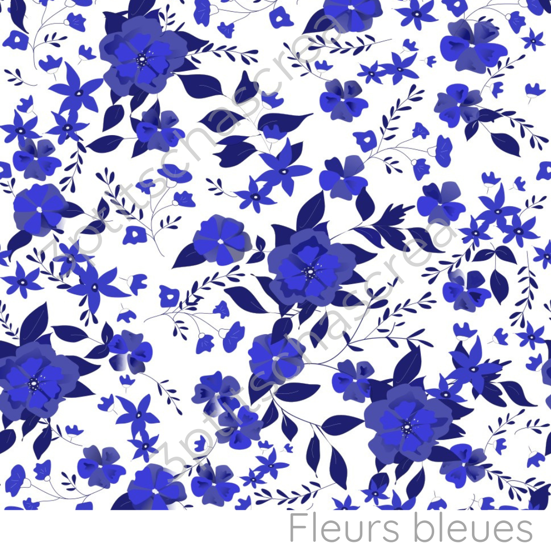motif fleurs bleues