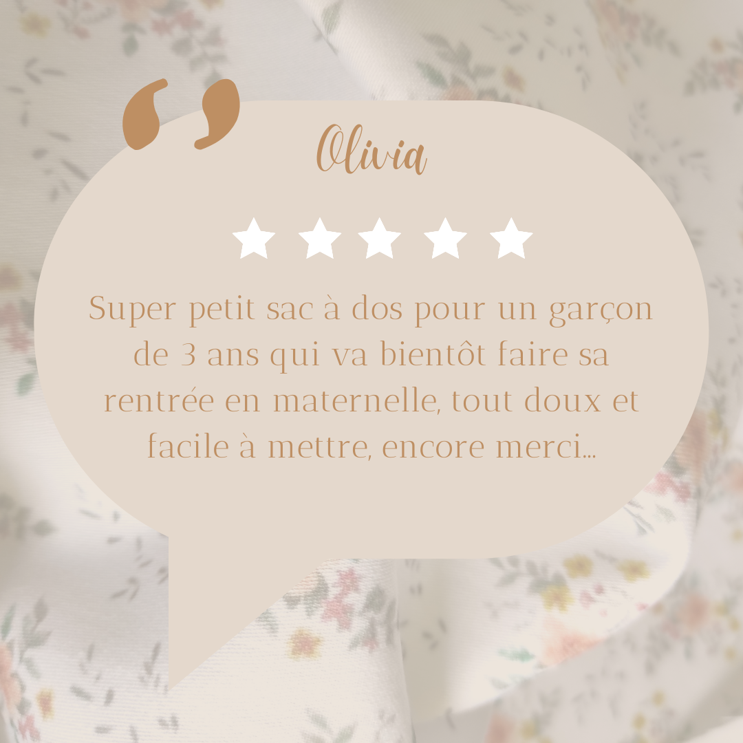 Retour concernant l'achat du sac à dos d'autonomie créé par 3 ptits Chas créa.