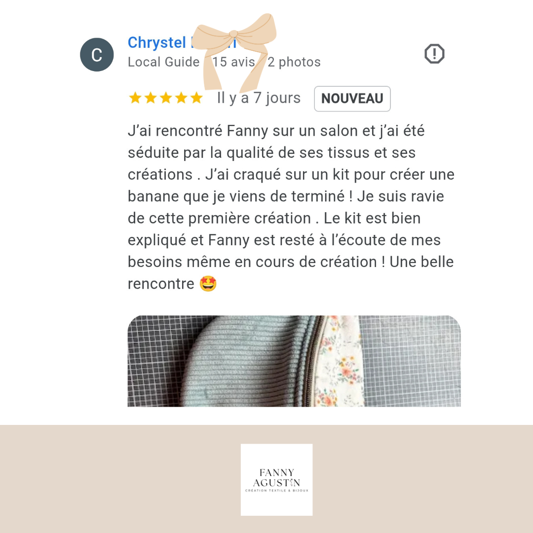 Avis 5 étoiles d'une cliente kit couture banane.