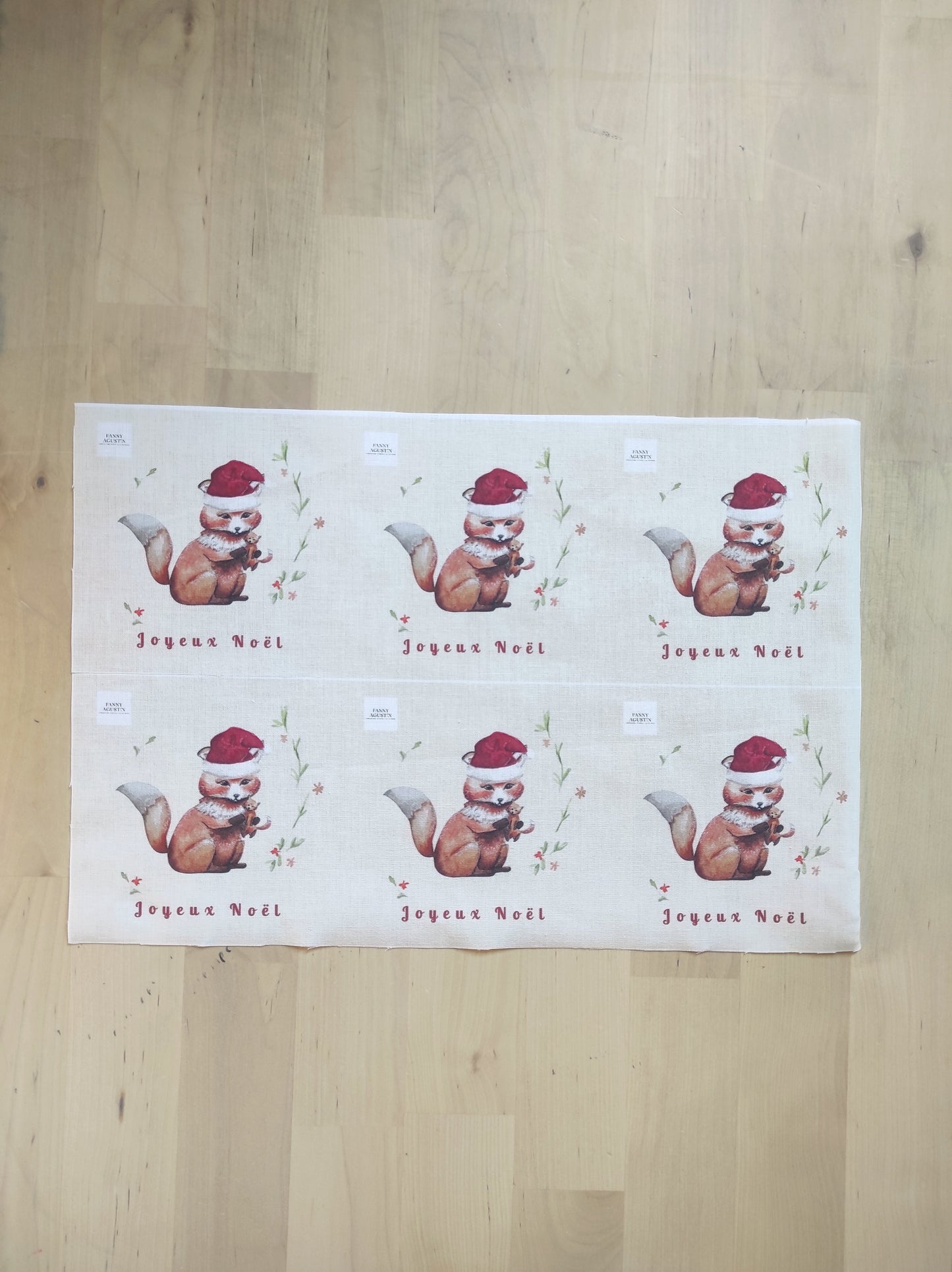 6 carrés de lingettes renard de Noël 