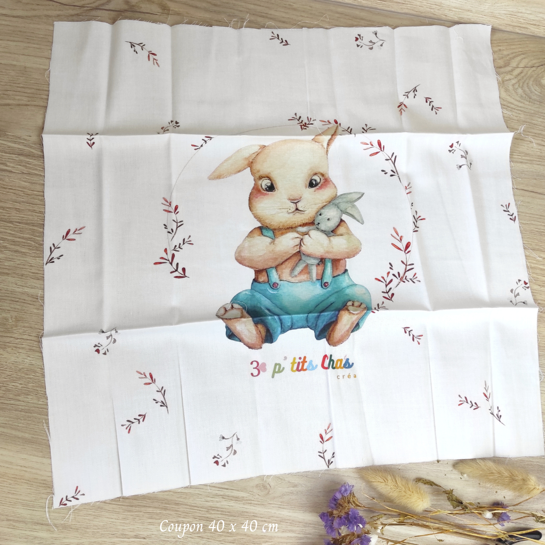 Motif lapin sur coupon dessiné par Fanny Agustin, impression locale