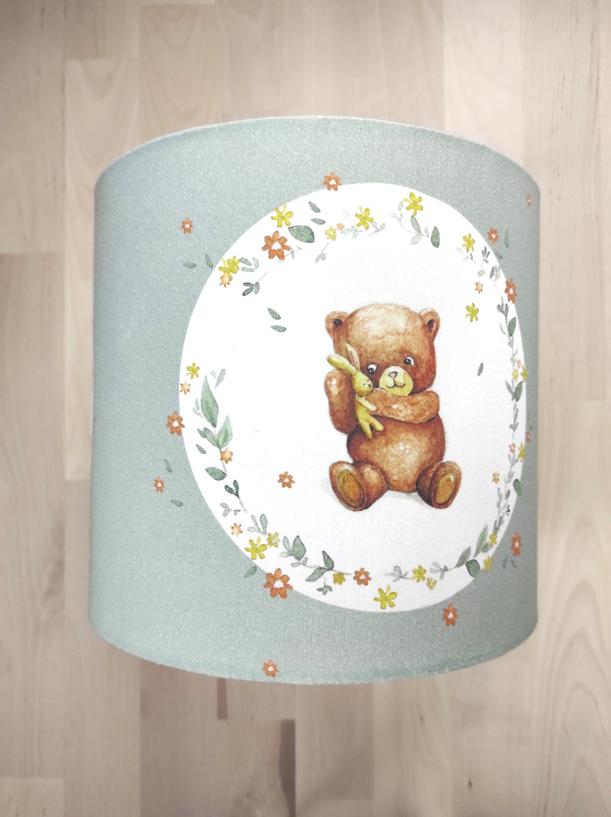 Abat-jour 20 cm de diamètre-velours- ourson vert