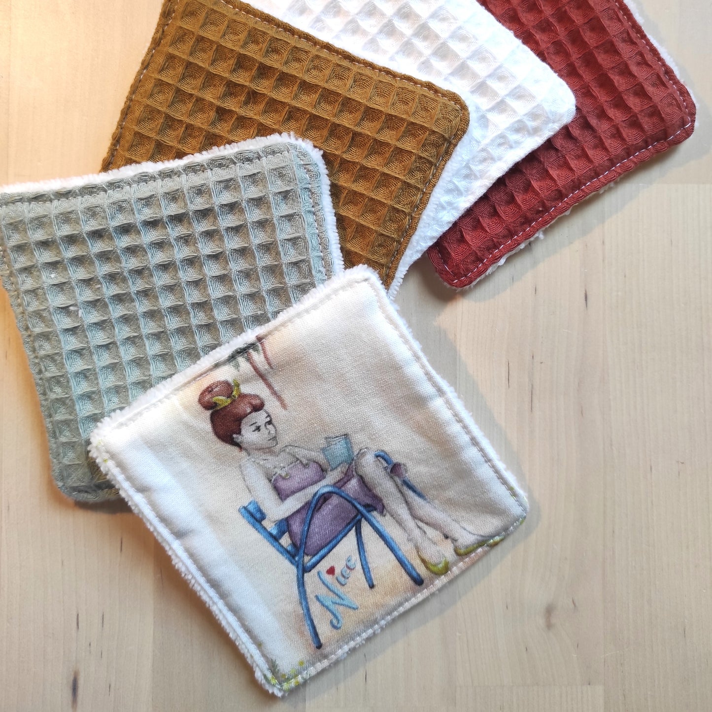 Lingettes Lavables - Illustrations uniques encre bio- Fanny Agustin
