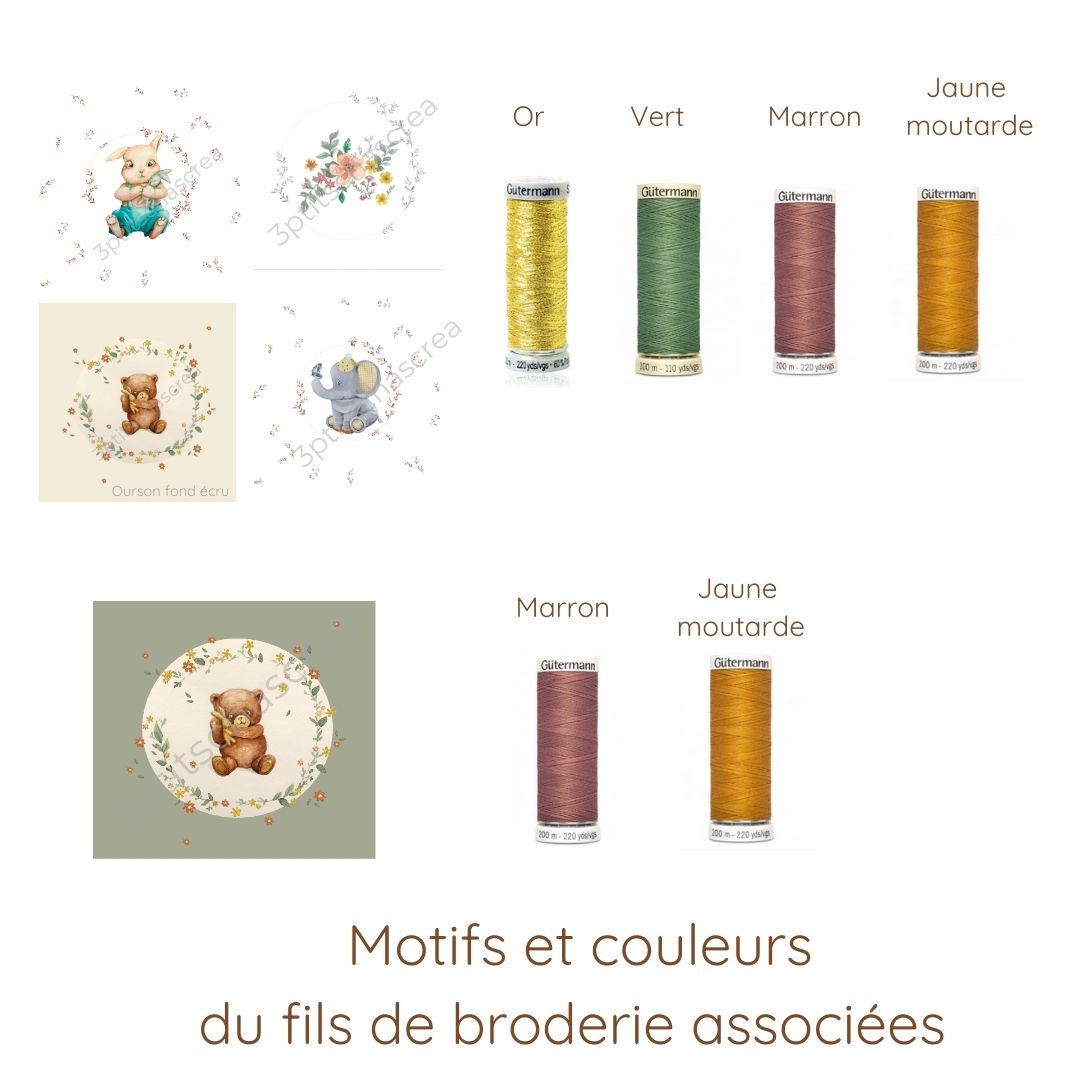 Les propositions de fils de différentes couleur en fonction du motif séléctionné