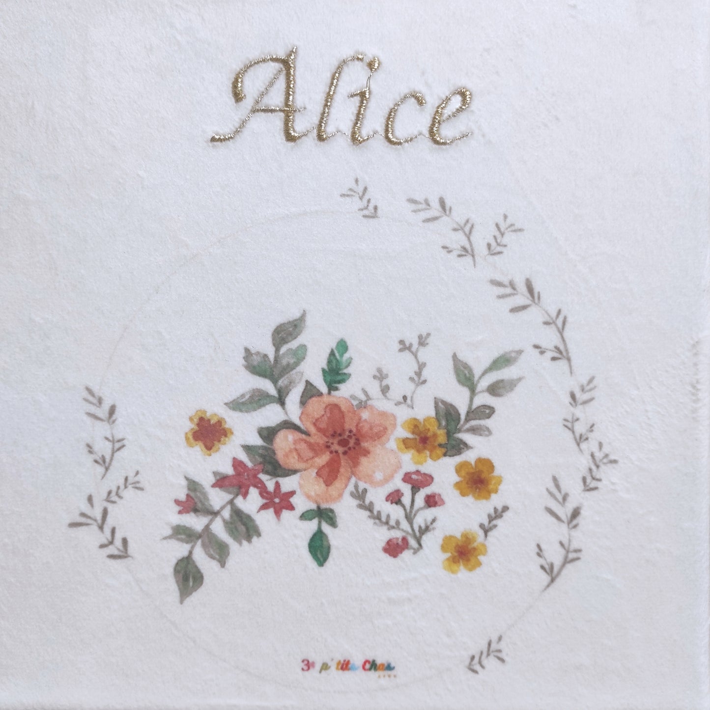 Tableau velours 20 x 20 cm- motif fleurs aquarelle