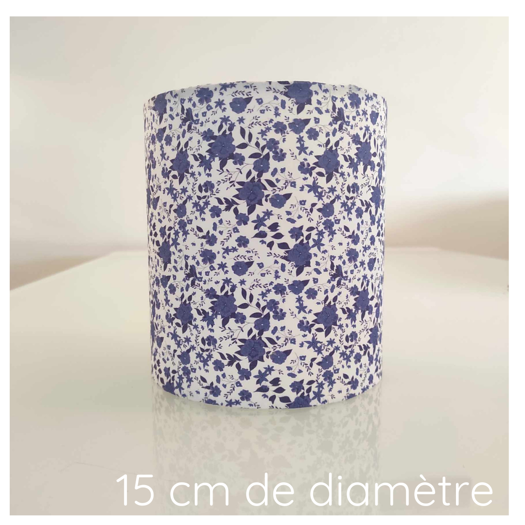 abat-jour fleurs bleues- 15 cm de diamètre
