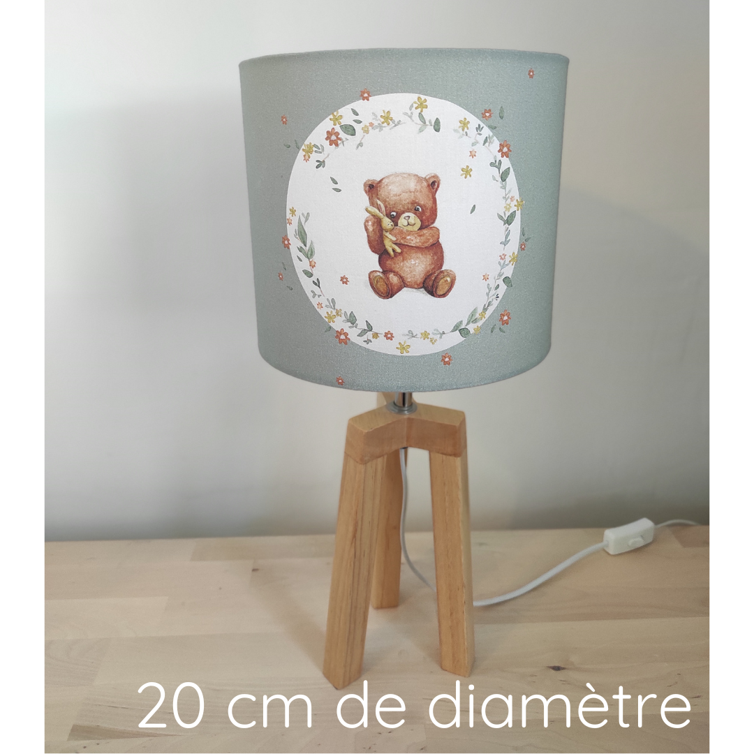 abat-jour sur pied- ourson vert- 20 cm de diamètre
