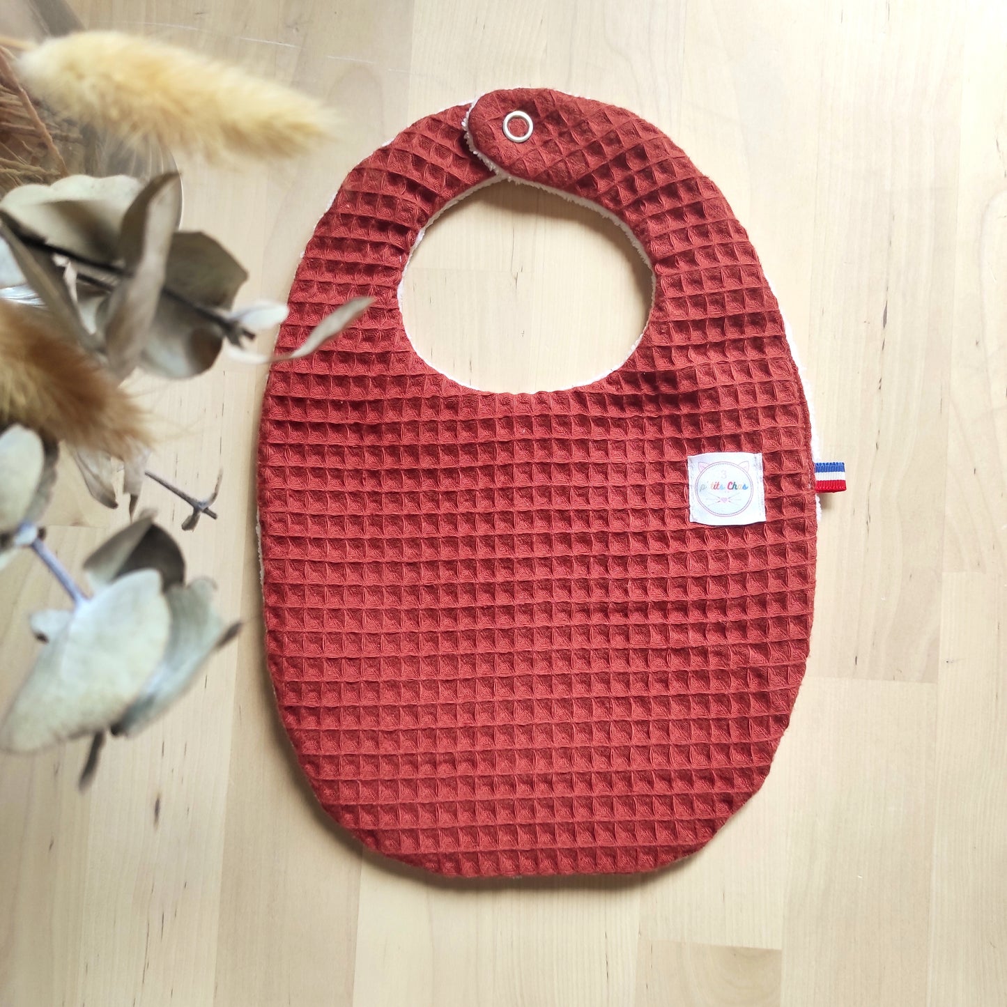 Bavoir nid d'abeille paprika sans personnalisation