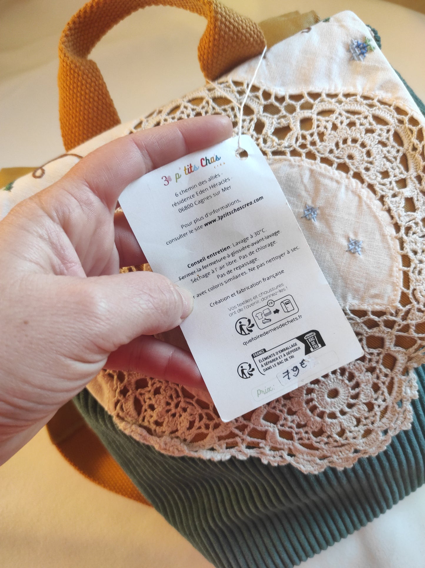 Sac à dos école maternelle à partir de nappe ancienne -20%