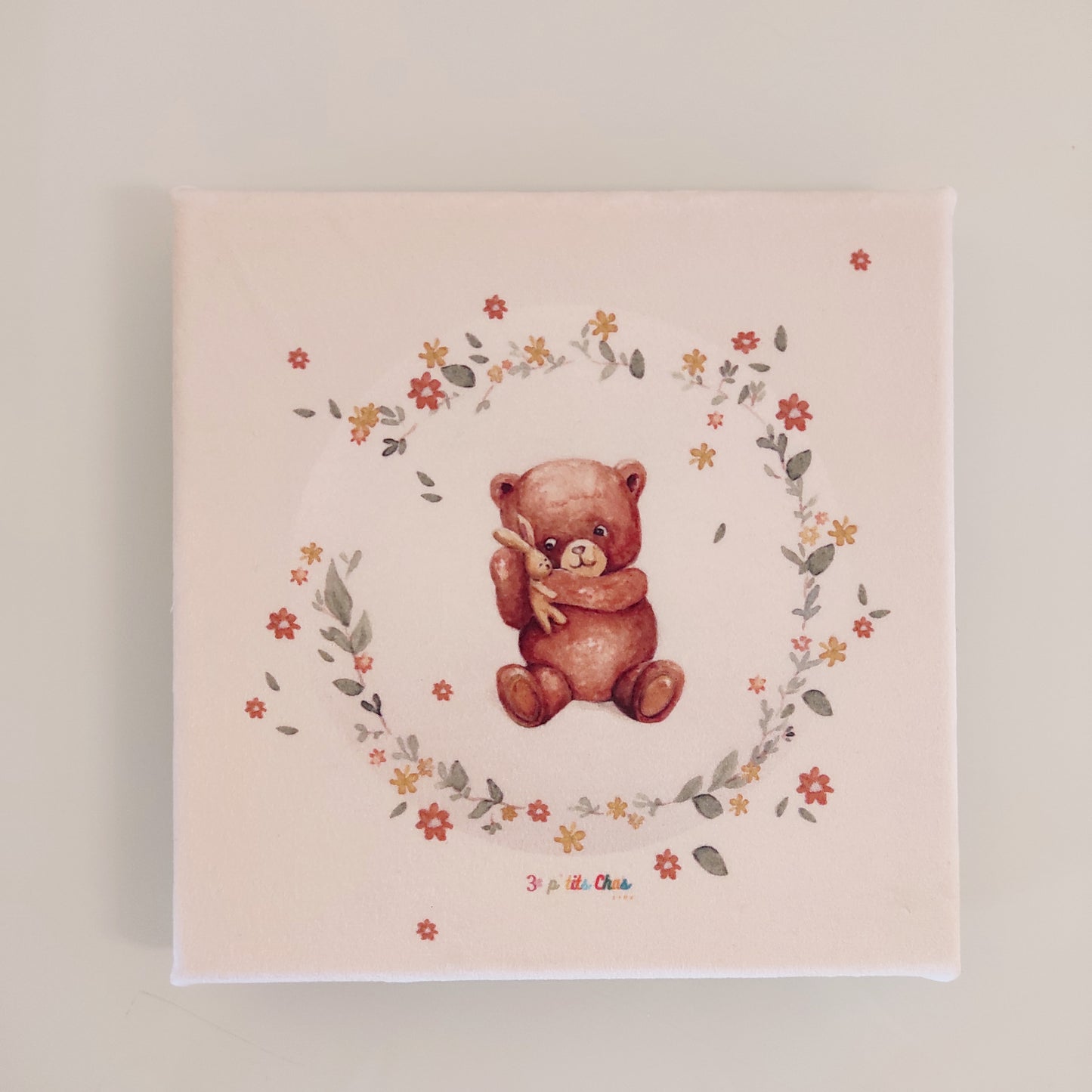 Tableau tissu velours ourson 
